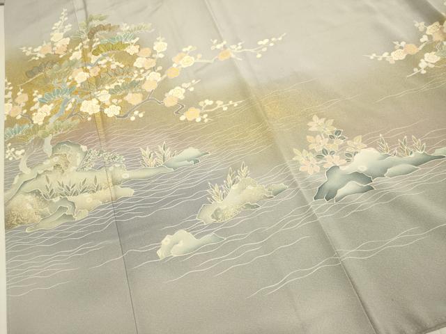 平和屋着物●京友禅の第一人者　松井青々　色留袖　駒刺繍　枝梅文　暈し染め　金彩　正絹　逸品　DABE9674du