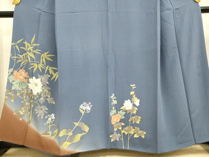 平和屋着物●二代目清次郎　手描き　訪問着　草花文　暈し染め　正絹　逸品　DABE9675du