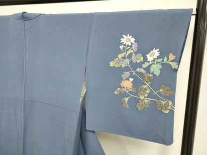 平和屋着物●二代目清次郎　手描き　訪問着　草花文　暈し染め　正絹　逸品　DABE9675du
