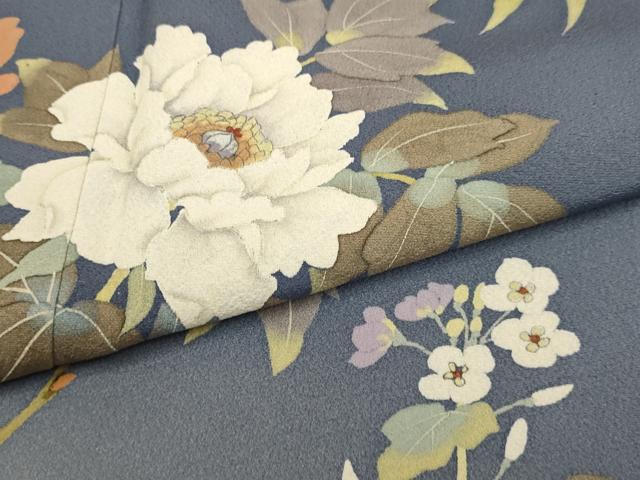 平和屋着物●二代目清次郎　手描き　訪問着　草花文　暈し染め　正絹　逸品　DABE9675du