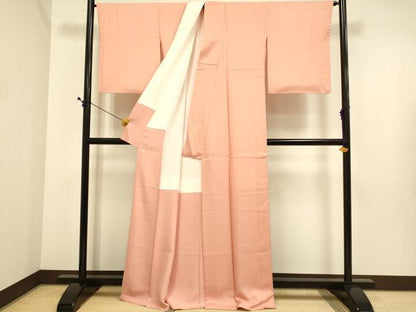 平和屋着物●本加賀友禅作家　藤村加泉監修　色無地　草花地紋　曙色　正絹　逸品　DABE9676du