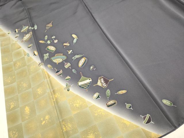 平和屋着物●訪問着　作家物　独楽　暈し染め　金彩　ロング丈　正絹　逸品　DABE9679du