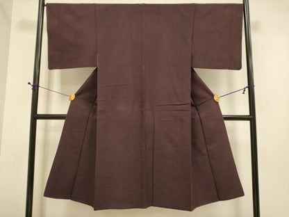 平和屋着物●男性　紬　紫鳶色　正絹　逸品　DABE9681du