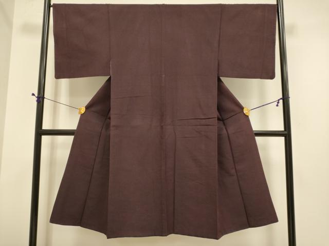 平和屋着物●男性　紬　紫鳶色　正絹　逸品　DABE9681du