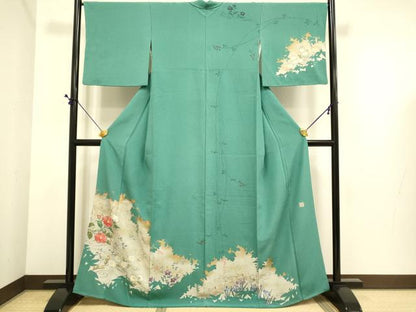 平和屋着物●訪問着　作家物　草花文　金彩　正絹　逸品　DABE9684du