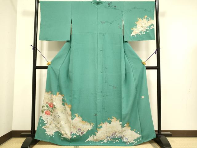 平和屋着物●訪問着　作家物　草花文　金彩　正絹　逸品　DABE9684du