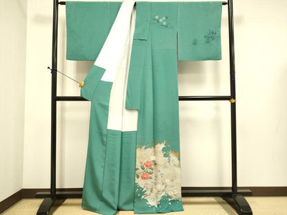 平和屋着物●訪問着　作家物　草花文　金彩　正絹　逸品　DABE9684du