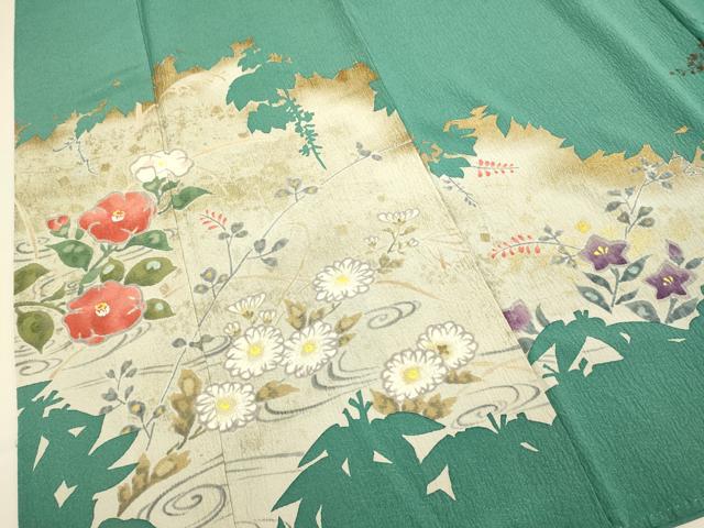 平和屋着物●訪問着　作家物　草花文　金彩　正絹　逸品　DABE9684du