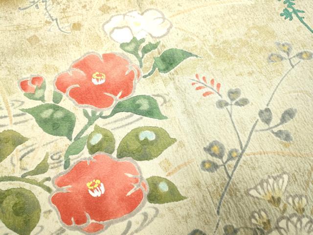 平和屋着物●訪問着　作家物　草花文　金彩　正絹　逸品　DABE9684du