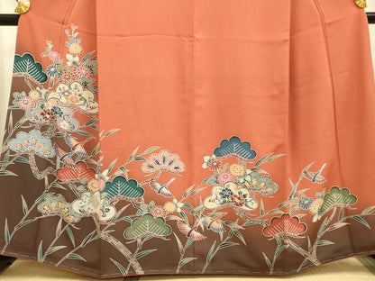 平和屋着物●訪問着　型染　花鳥文　暈し染め　正絹　逸品　DABE9686du