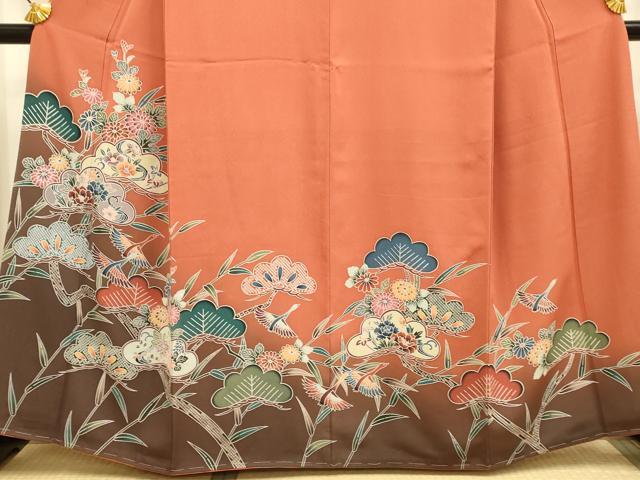 平和屋着物●訪問着　型染　花鳥文　暈し染め　正絹　逸品　DABE9686du