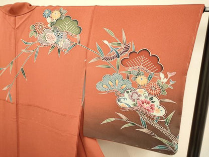 平和屋着物●訪問着　型染　花鳥文　暈し染め　正絹　逸品　DABE9686du