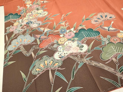 平和屋着物●訪問着　型染　花鳥文　暈し染め　正絹　逸品　DABE9686du