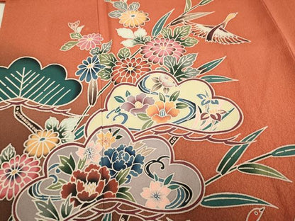 平和屋着物●訪問着　型染　花鳥文　暈し染め　正絹　逸品　DABE9686du