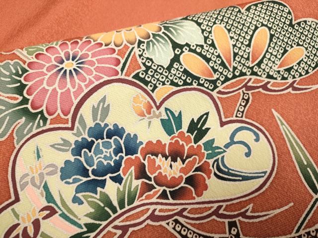 平和屋着物●訪問着　型染　花鳥文　暈し染め　正絹　逸品　DABE9686du