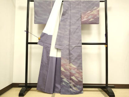 平和屋着物●訪問着　本場縞大島紬　霞文　もり絹織物謹製　証紙付き　正絹　逸品　DABE9688du