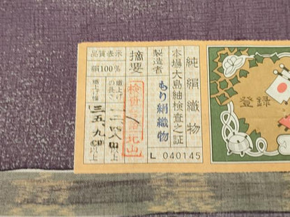 平和屋着物●訪問着　本場縞大島紬　霞文　もり絹織物謹製　証紙付き　正絹　逸品　DABE9688du