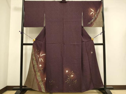 平和屋着物●訪問着　作家物　刺繍　草花文　千鳥　暈し染め　金彩　正絹　逸品　DABE9691du