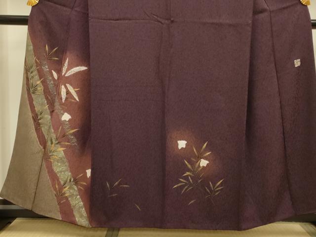 平和屋着物●訪問着　作家物　刺繍　草花文　千鳥　暈し染め　金彩　正絹　逸品　DABE9691du