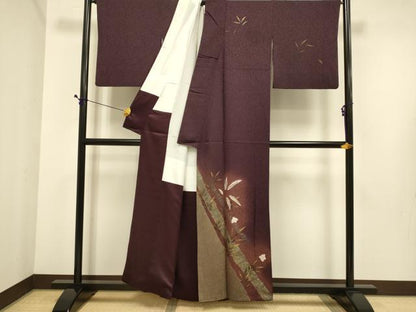 平和屋着物●訪問着　作家物　刺繍　草花文　千鳥　暈し染め　金彩　正絹　逸品　DABE9691du