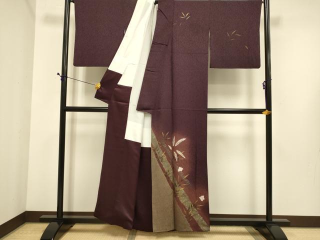 平和屋着物●訪問着　作家物　刺繍　草花文　千鳥　暈し染め　金彩　正絹　逸品　DABE9691du