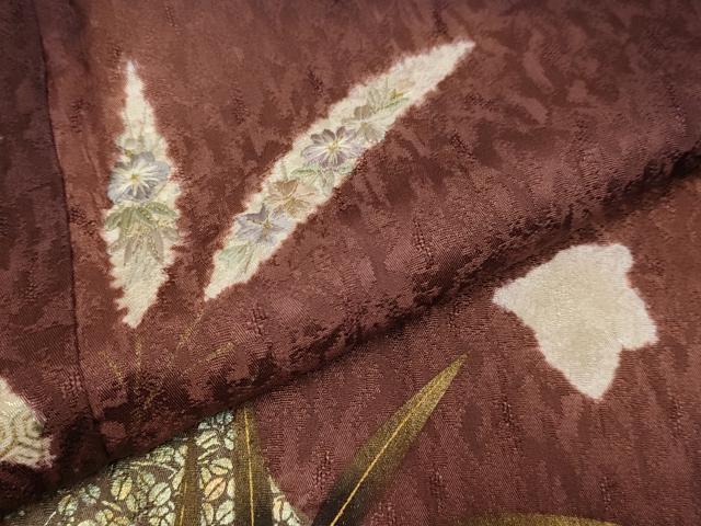 平和屋着物●訪問着　作家物　刺繍　草花文　千鳥　暈し染め　金彩　正絹　逸品　DABE9691du