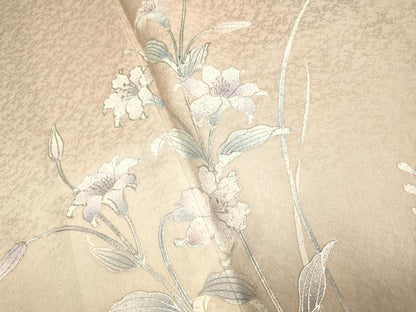 平和屋着物●訪問着　草花文　暈し染め　銀彩　正絹　逸品　DABE9692du