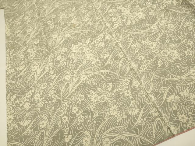 平和屋着物●上質な小紋　型染　草花文　正絹　逸品　DABE9694du
