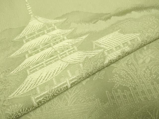 平和屋着物●無地絵羽訪問着　風景地紋　柳茶色　正絹　逸品　DABE9695du