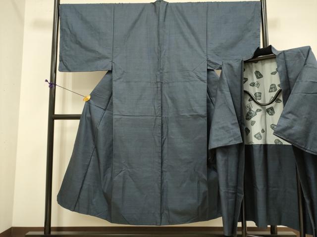 平和屋着物●男性　本場大島紬　アンサンブル　長羽織　100亀甲　総詰め　正絹　逸品　DABE9697du