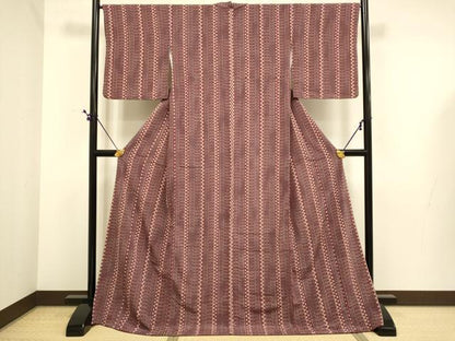 平和屋着物■小紋 幾何学間道 ロング丈 洗える着物 DABE9700du