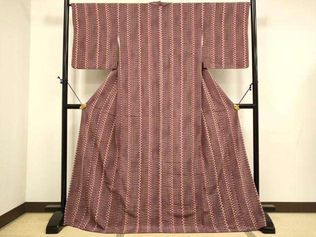 平和屋着物■小紋 幾何学間道 ロング丈 洗える着物 DABE9700du