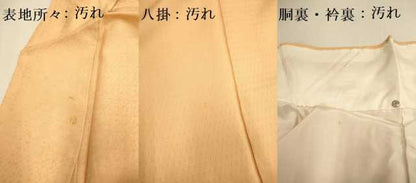 平和屋着物■上質な色無地 違い鷹の羽地紋 小麦色 正絹 逸品 DABE9706du