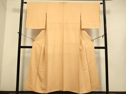 平和屋着物■上質な色無地 違い鷹の羽地紋 小麦色 正絹 逸品 DABE9706du