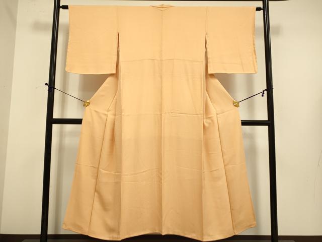 平和屋着物■上質な色無地 違い鷹の羽地紋 小麦色 正絹 逸品 DABE9706du