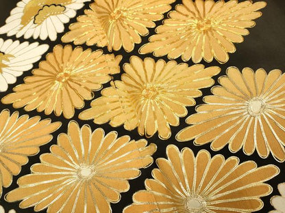 平和屋着物■豪華黒留袖 駒刺繍 花菱文 金彩 正絹 逸品 DABE9708du