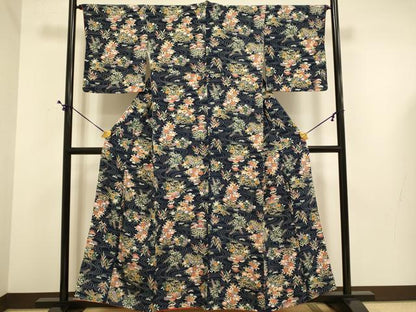 平和屋着物■上質な小紋 草花文 正絹 逸品 DABE9710du