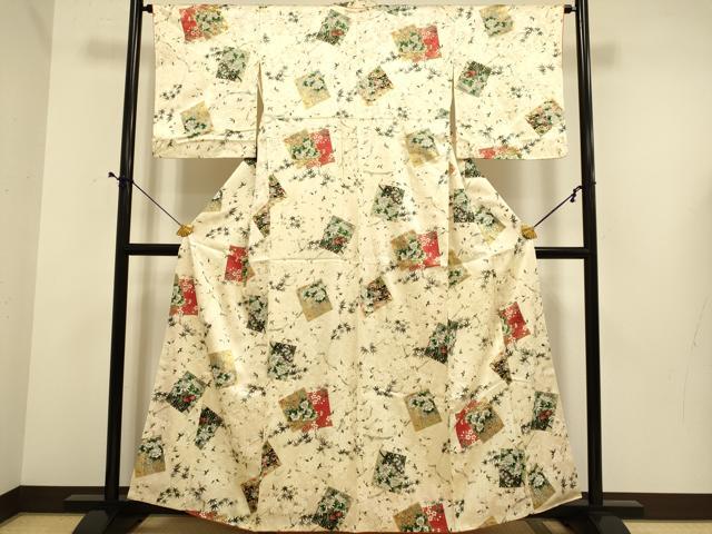 平和屋着物■上質な小紋 色紙花文 金彩 正絹 逸品 DABE9711du