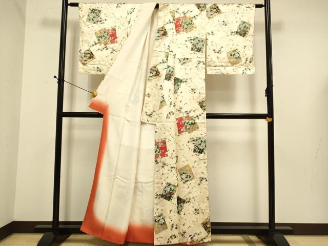 平和屋着物■上質な小紋 色紙花文 金彩 正絹 逸品 DABE9711du