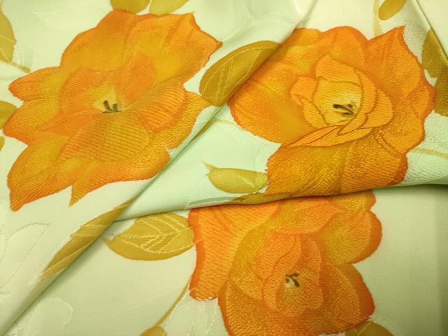 平和屋着物▼上質な小紋　薔薇　暈し染め　地紋起こし　正絹　逸品　DABE9716du