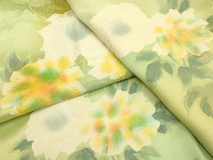 平和屋着物▼上質な小紋　菊文　暈し染め　地紋起こし　正絹　逸品　DABE9720du