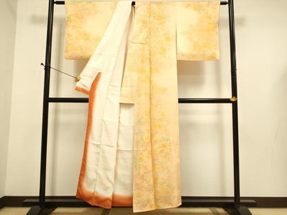 平和屋着物▼上質な小紋　草花文　暈し染め　地紋起こし　正絹　逸品　DABE9723du