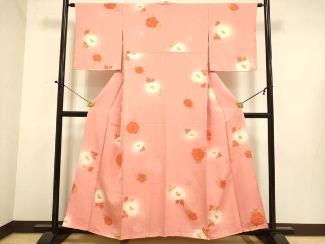 平和屋着物▼上質な小紋 草花文 暈し染め 地紋起こし 正絹 逸品 DABE9727du
