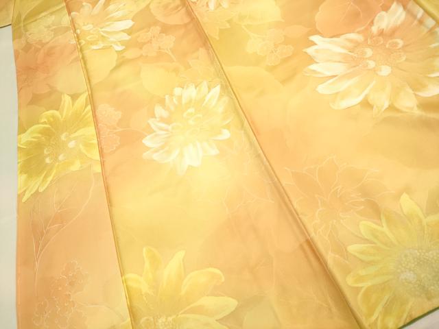 平和屋着物▼上質な小紋　草花文　暈し染め　地紋起こし　正絹　逸品　DABE9731du