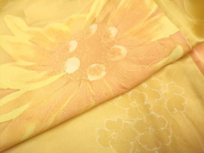 平和屋着物▼上質な小紋　草花文　暈し染め　地紋起こし　正絹　逸品　DABE9731du
