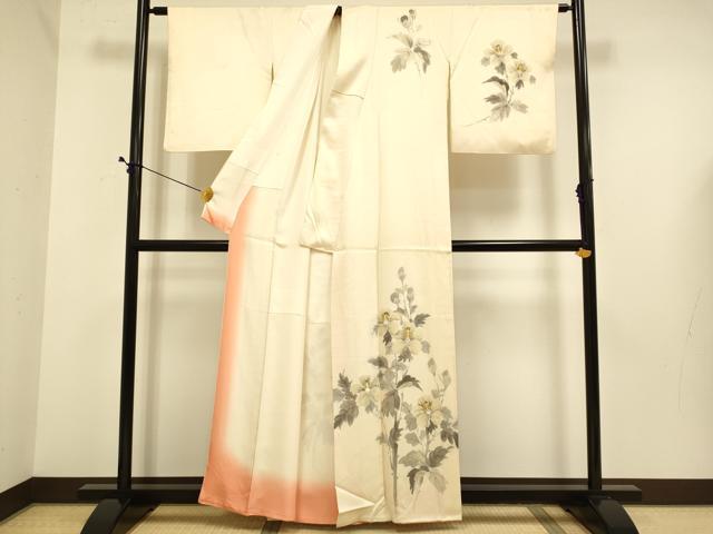平和屋着物▽訪問着 手描き 草花文 正絹 逸品 DABE9737du