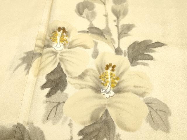 平和屋着物▼訪問着　手描き　草花文　正絹　逸品　DABE9737du