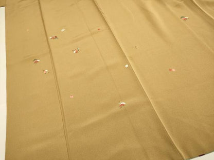 平和屋着物▼訪問着　総刺繍　梅松文　金糸　正絹　逸品　DABE9743du