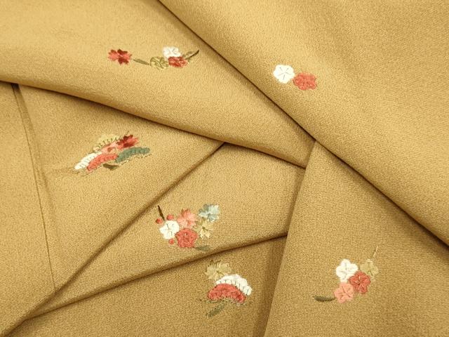 平和屋着物▼訪問着　総刺繍　梅松文　金糸　正絹　逸品　DABE9743du