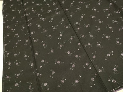 平和屋着物●小紋　薔薇　黒地　洗える着物　未使用　DABE9744du